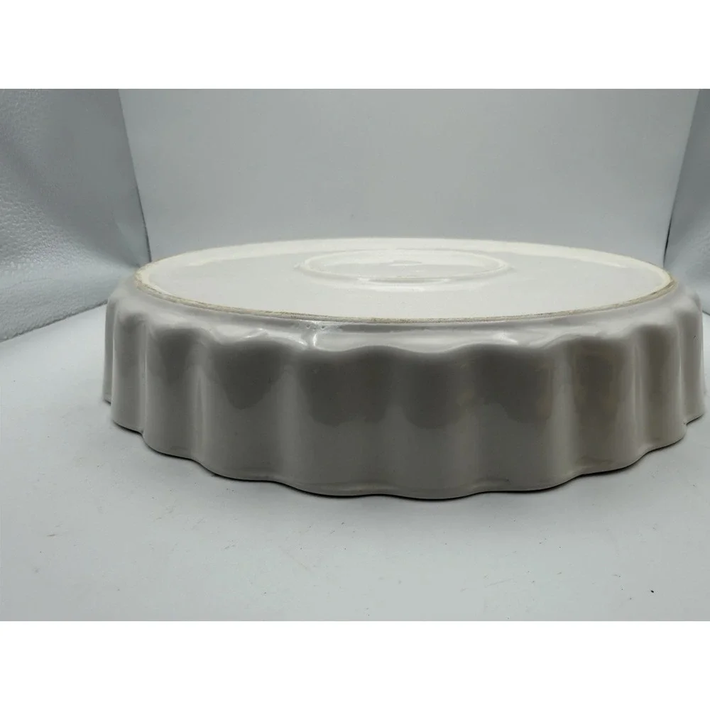 Vintage White Fluted Ceramic Quiche Tart Baking Dish Pie Pan Bakeware